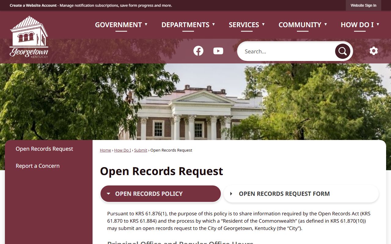Georgetown city government open records request process