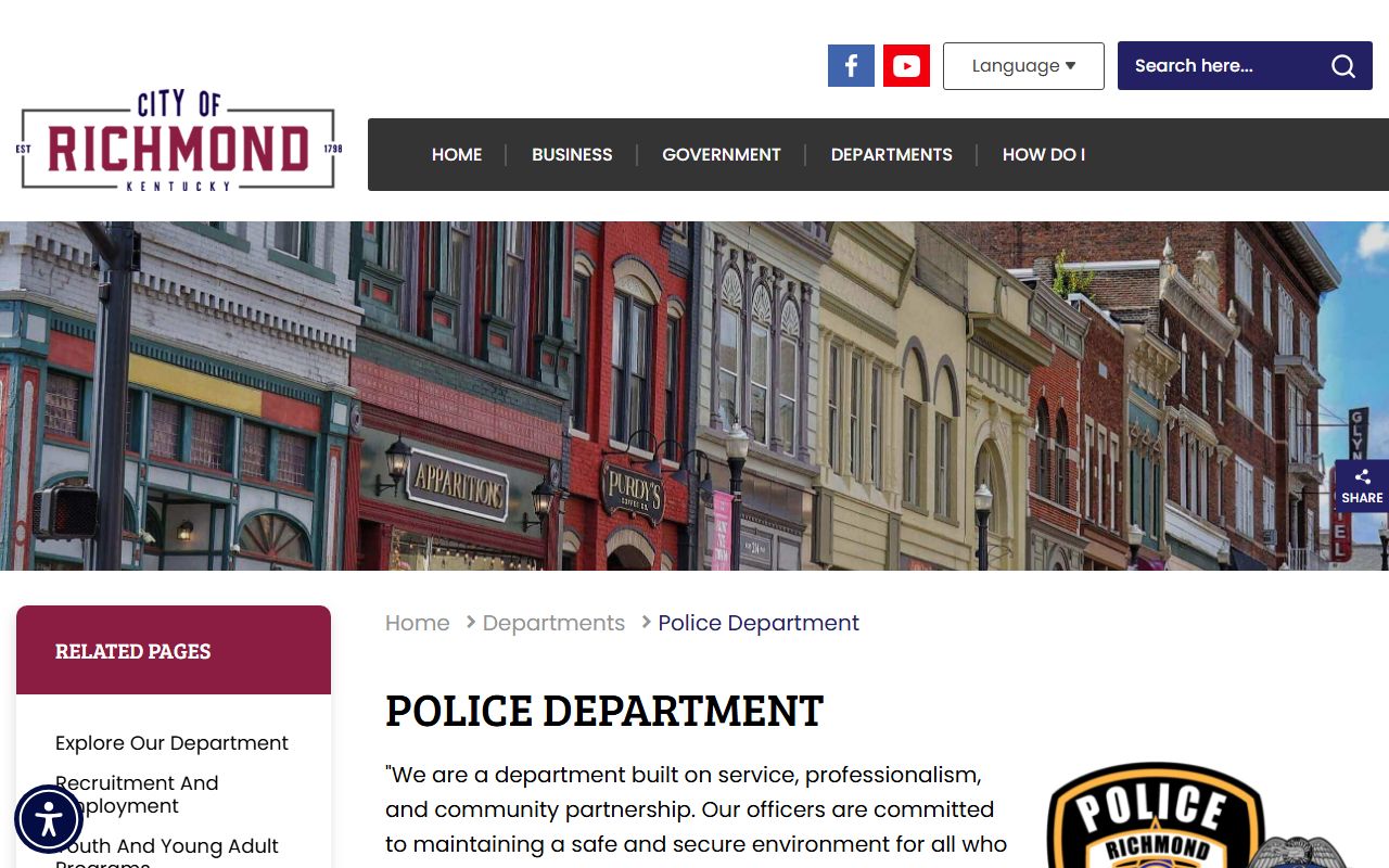 Richmond Police Department services and records information