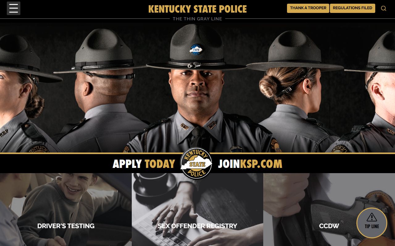 Kentucky State Police main portal for requesting DUI records and background checks